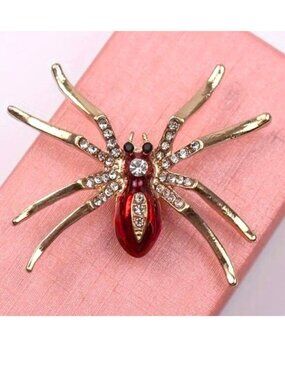 Spider Brooch Crystal Rhinestones Widow Arthropodss Stylish Glam Sparkle Unique